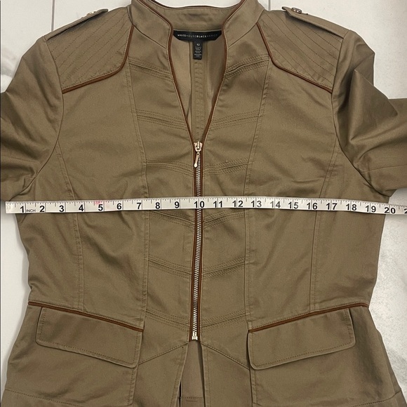 Olive Tan Military Style Shoulder Pad Zip Up Jacket Pockets Size 12 - Picture 12 of 15